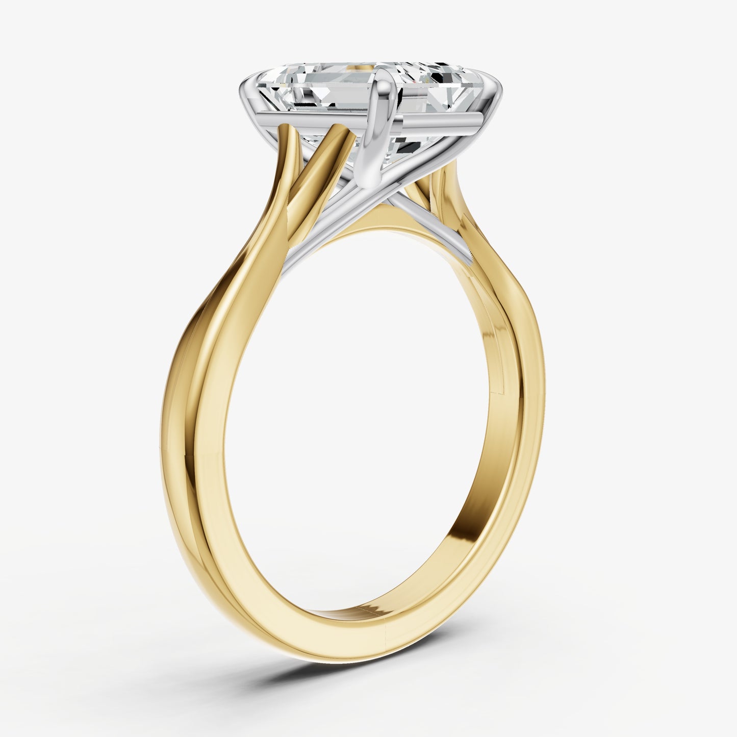 Emerald Twist Band Solitaire Engagement Ring
