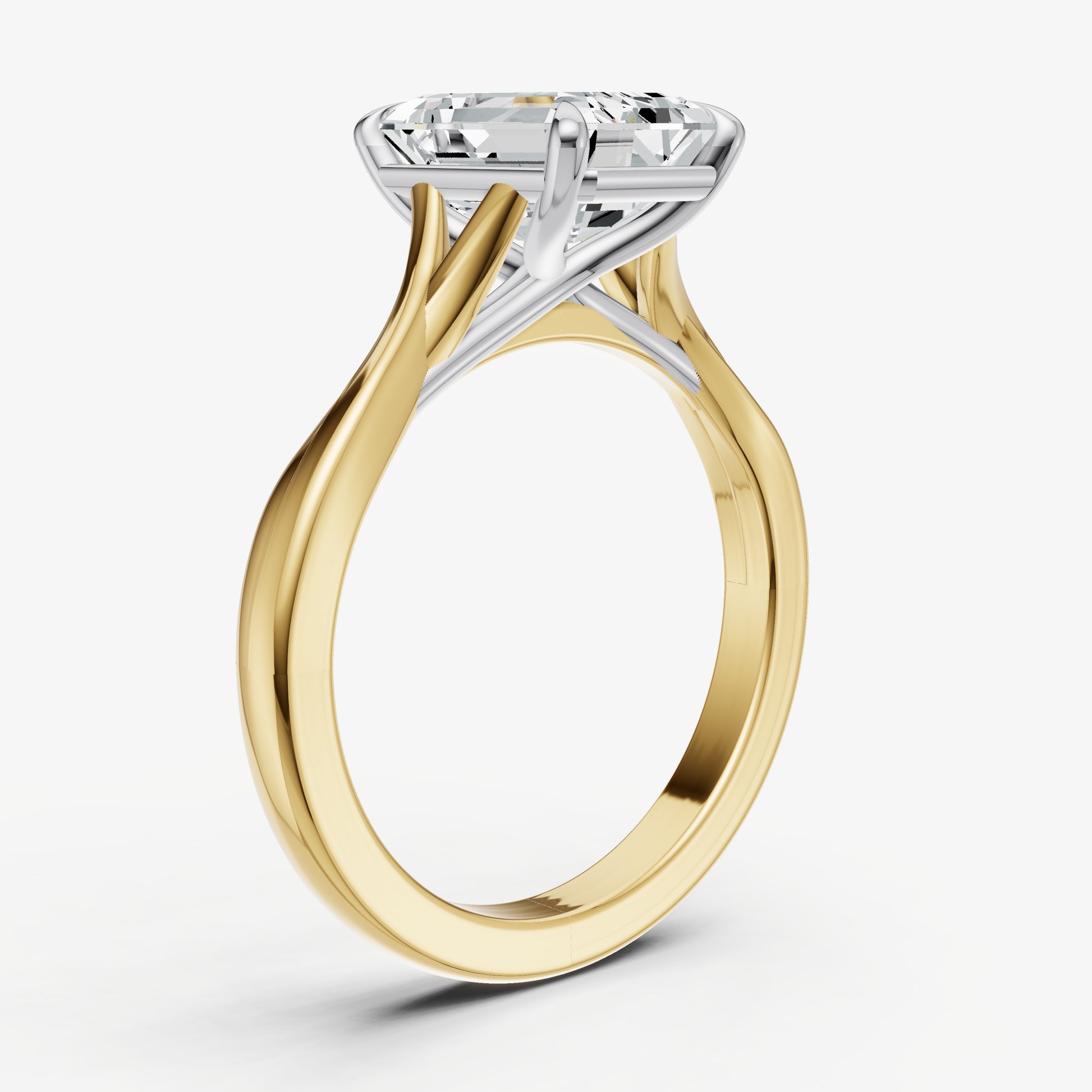 Emerald Twist Band Solitaire Engagement Ring