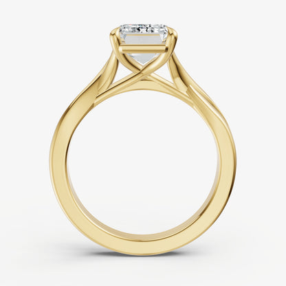 Emerald Twist Band Solitaire Engagement Ring