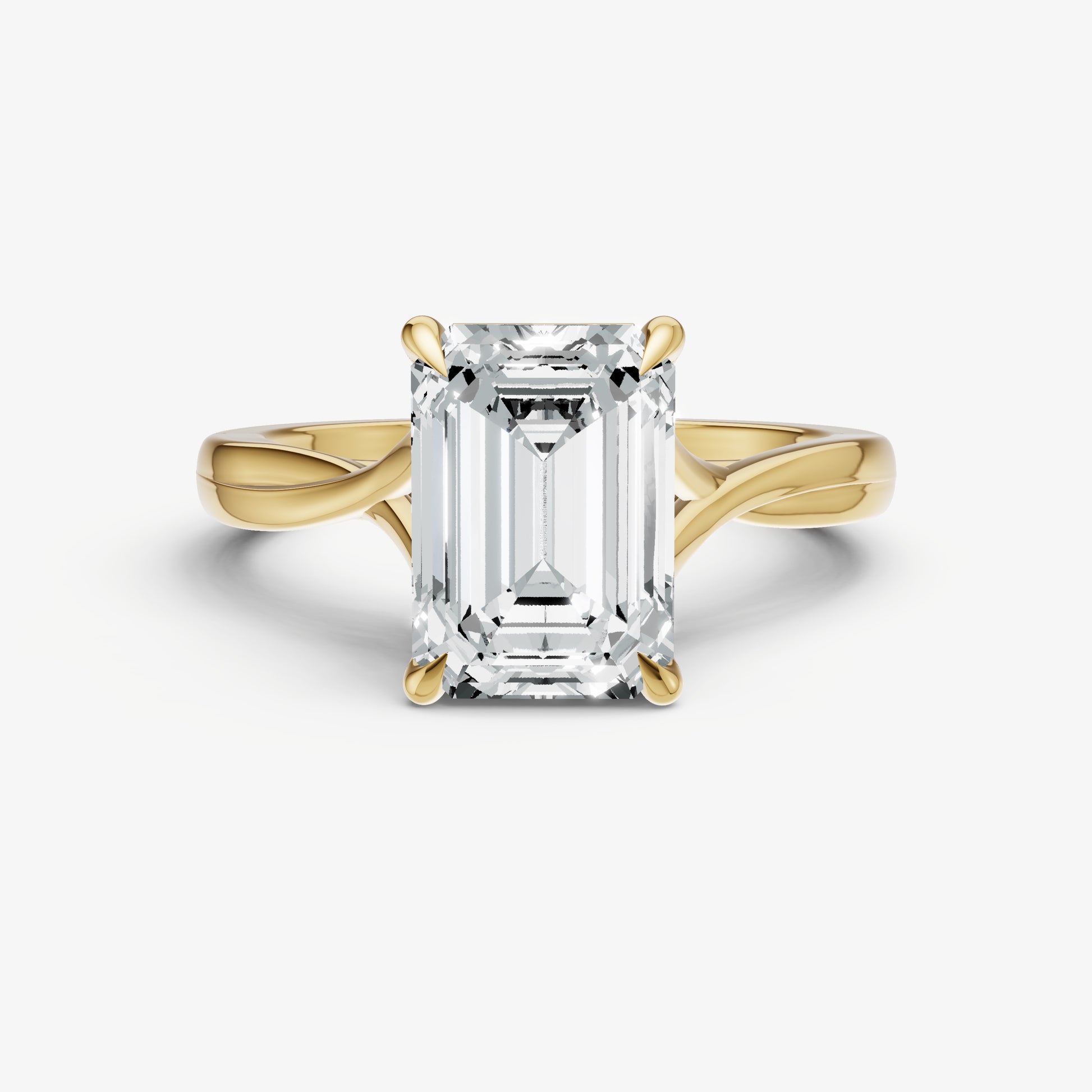 Emerald Twist Band Solitaire Engagement Ring