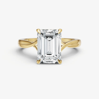 Emerald Twist Band Solitaire Engagement Ring