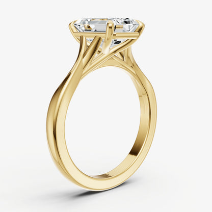 Emerald Twist Band Solitaire Engagement Ring