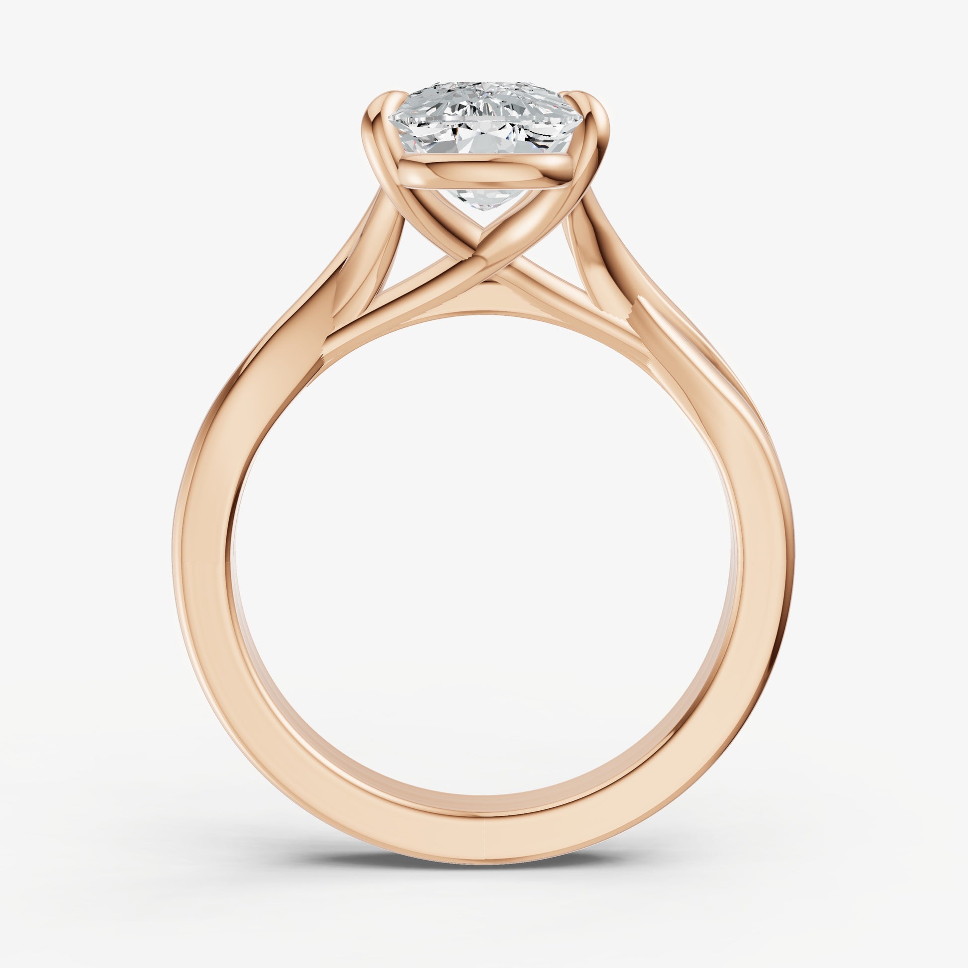 Elongated Cushion Twist Band Solitaire Engagement Ring