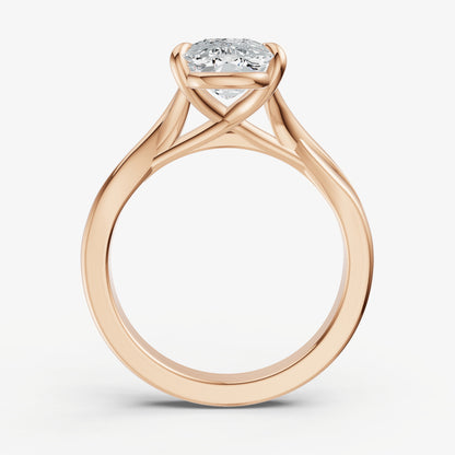 Elongated Cushion Twist Band Solitaire Engagement Ring