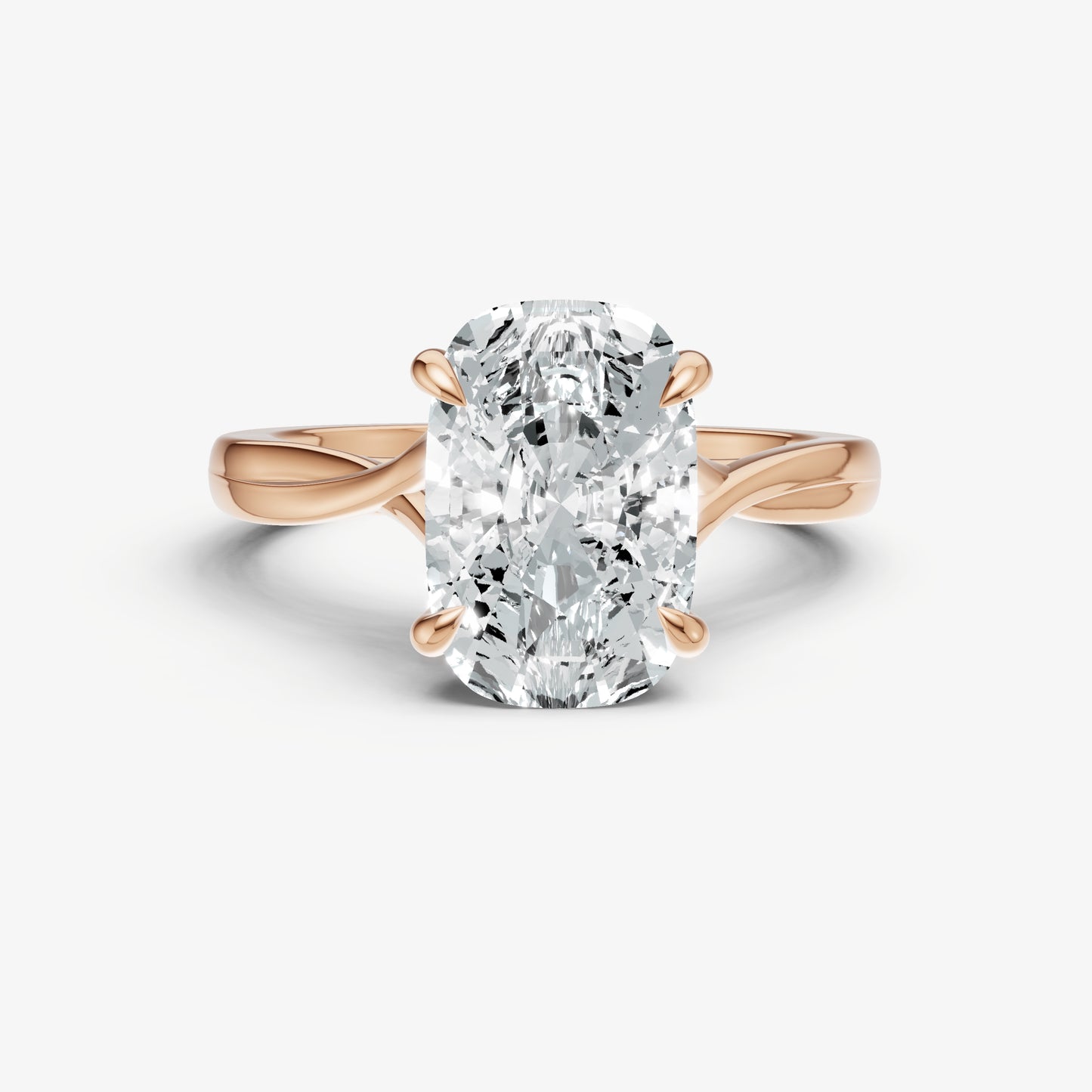 Elongated Cushion Twist Band Solitaire Engagement Ring