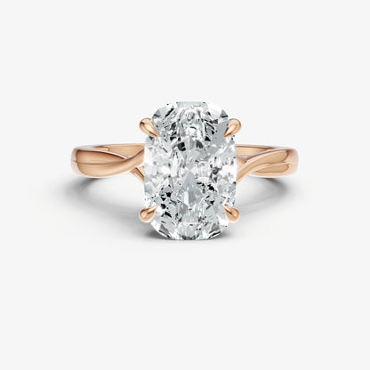 Elongated Cushion Twist Band Solitaire Engagement Ring