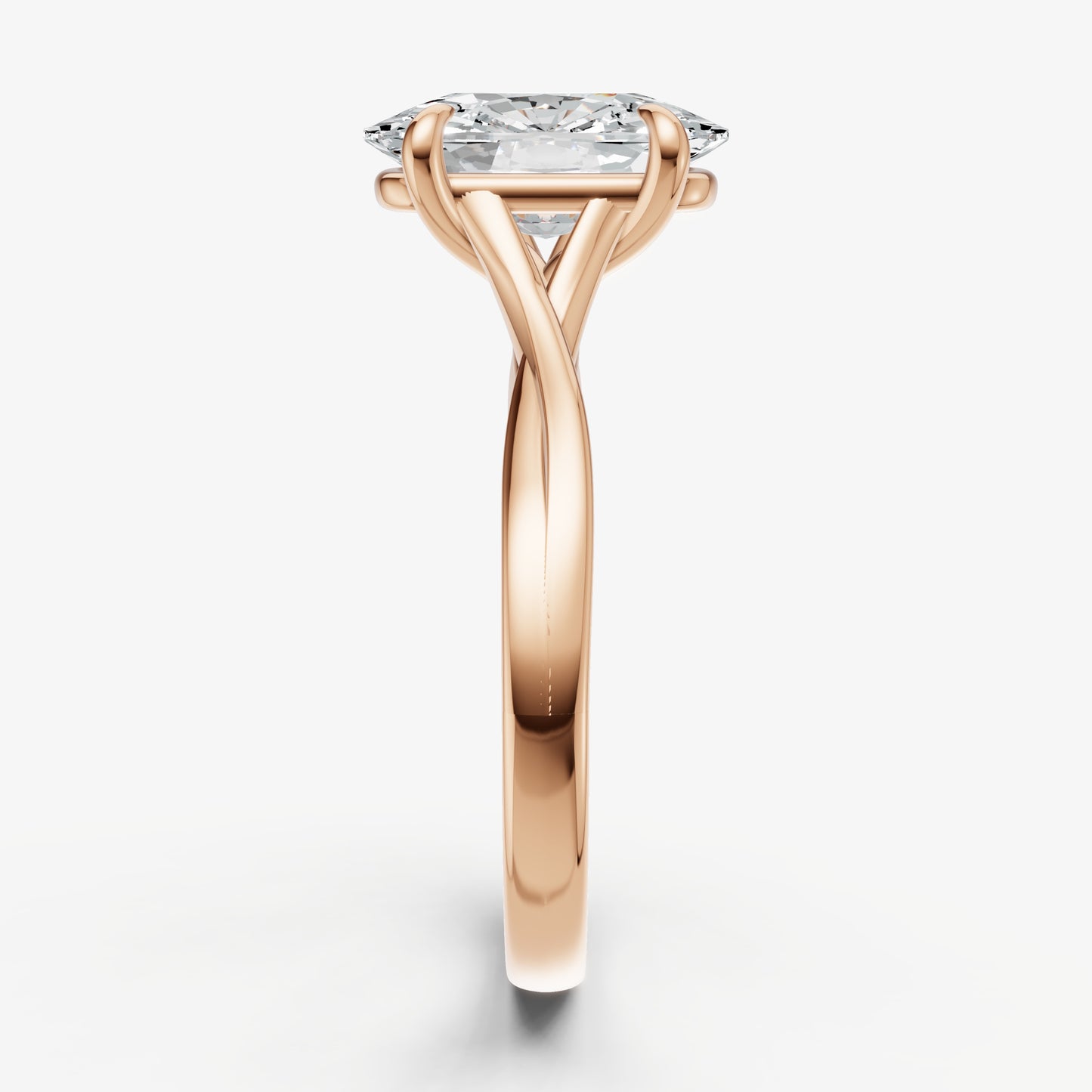 Elongated Cushion Twist Band Solitaire Engagement Ring