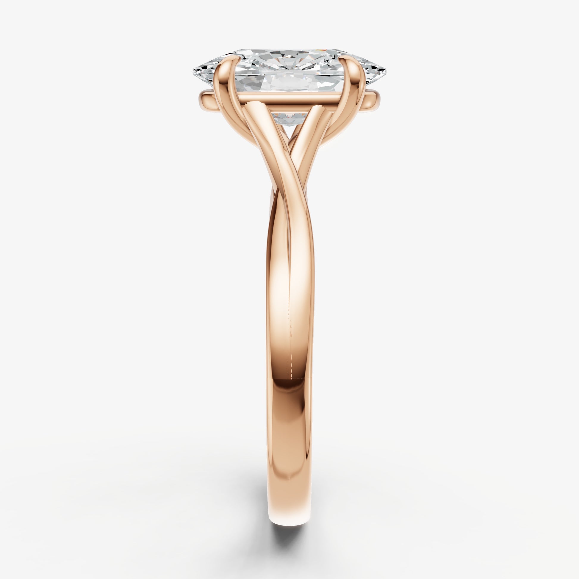 Elongated Cushion Twist Band Solitaire Engagement Ring