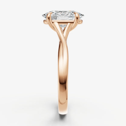 Elongated Cushion Twist Band Solitaire Engagement Ring