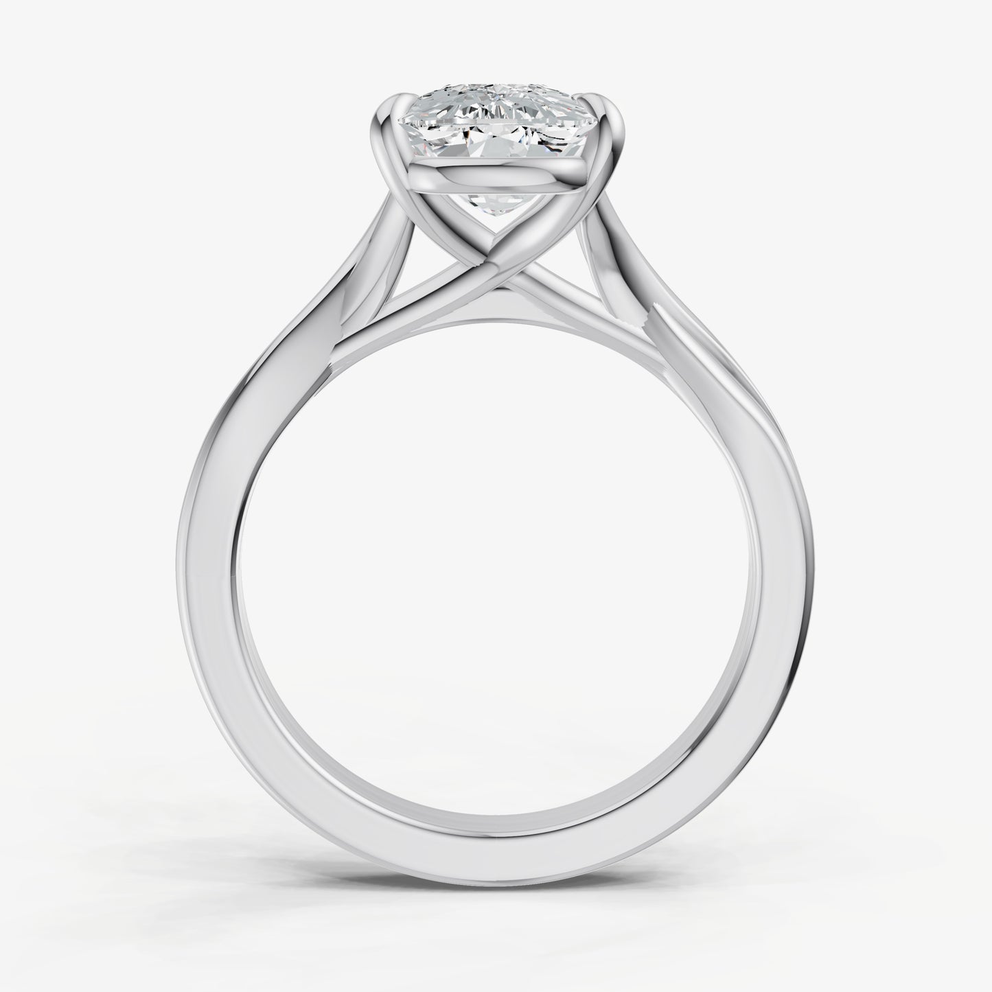 Elongated Cushion Twist Band Solitaire Engagement Ring