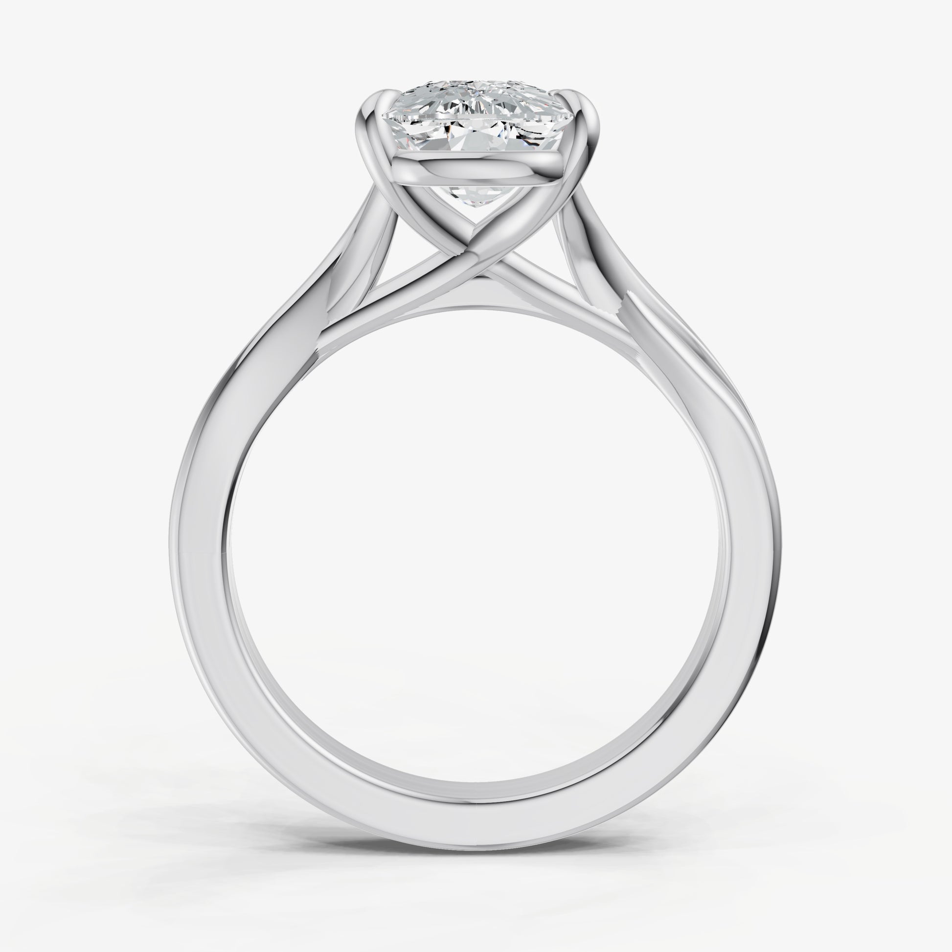 Elongated Cushion Twist Band Solitaire Engagement Ring