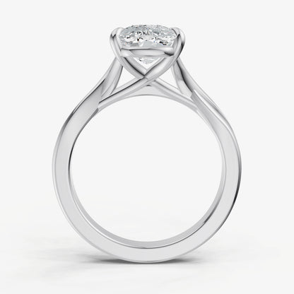 Elongated Cushion Twist Band Solitaire Engagement Ring