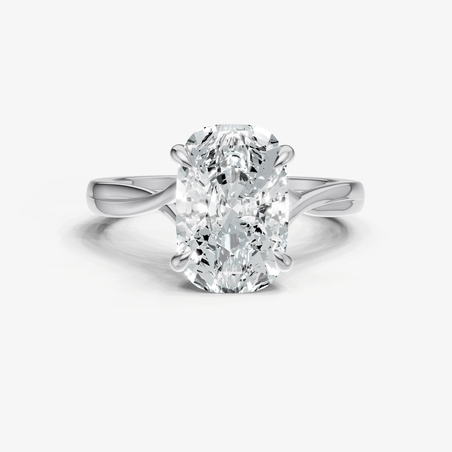Elongated Cushion Twist Band Solitaire Engagement Ring