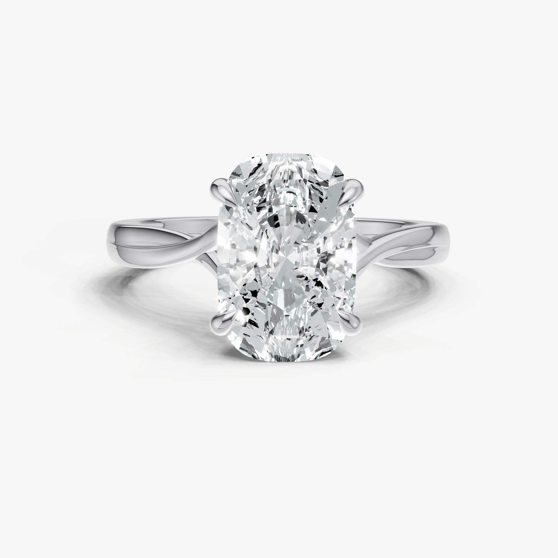 Elongated Cushion Twist Band Solitaire Engagement Ring