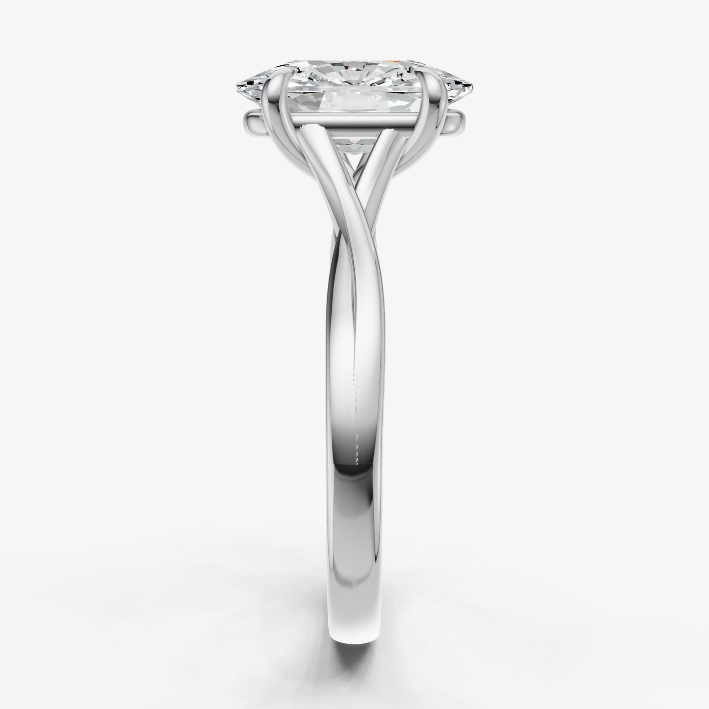 Elongated Cushion Twist Band Solitaire Engagement Ring