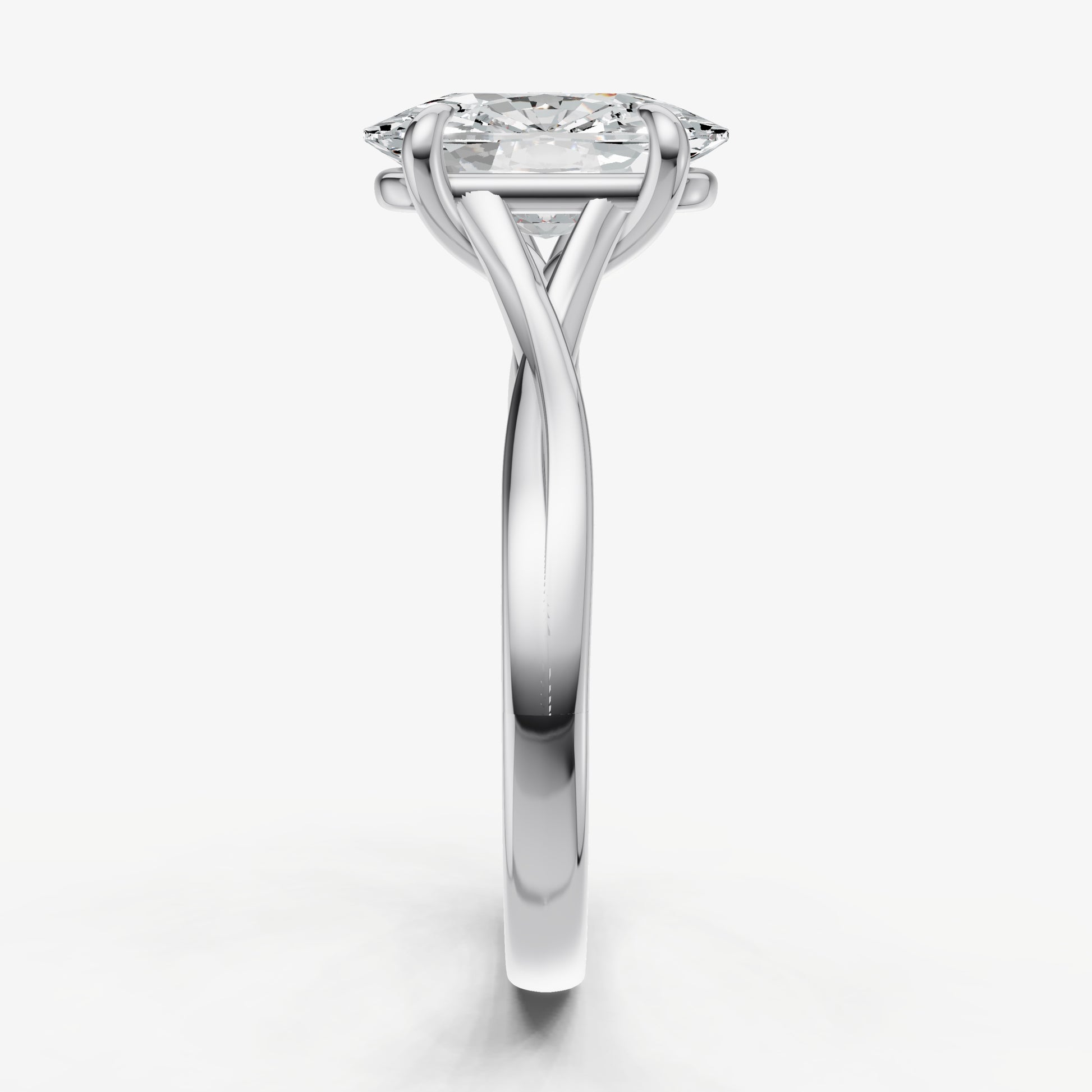 Elongated Cushion Twist Band Solitaire Engagement Ring
