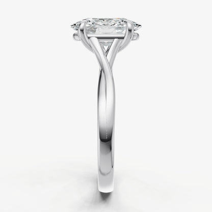 Elongated Cushion Twist Band Solitaire Engagement Ring