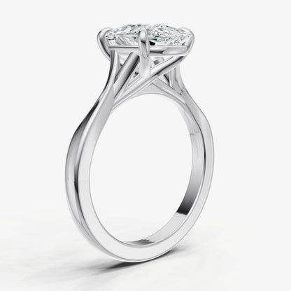 Elongated Cushion Twist Band Solitaire Engagement Ring