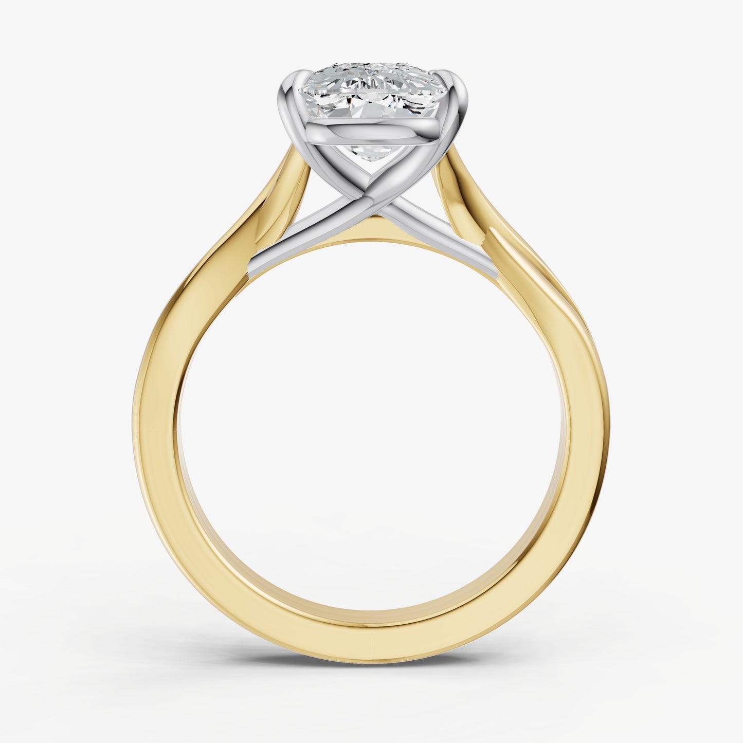 Elongated Cushion Twist Band Solitaire Engagement Ring