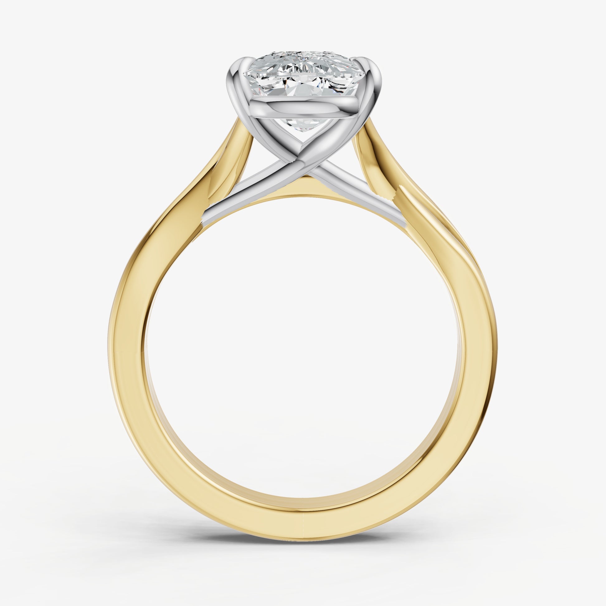 Elongated Cushion Twist Band Solitaire Engagement Ring