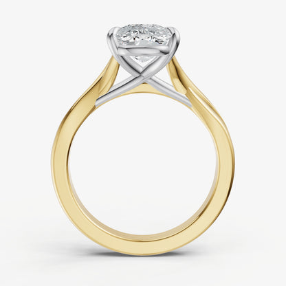 Elongated Cushion Twist Band Solitaire Engagement Ring