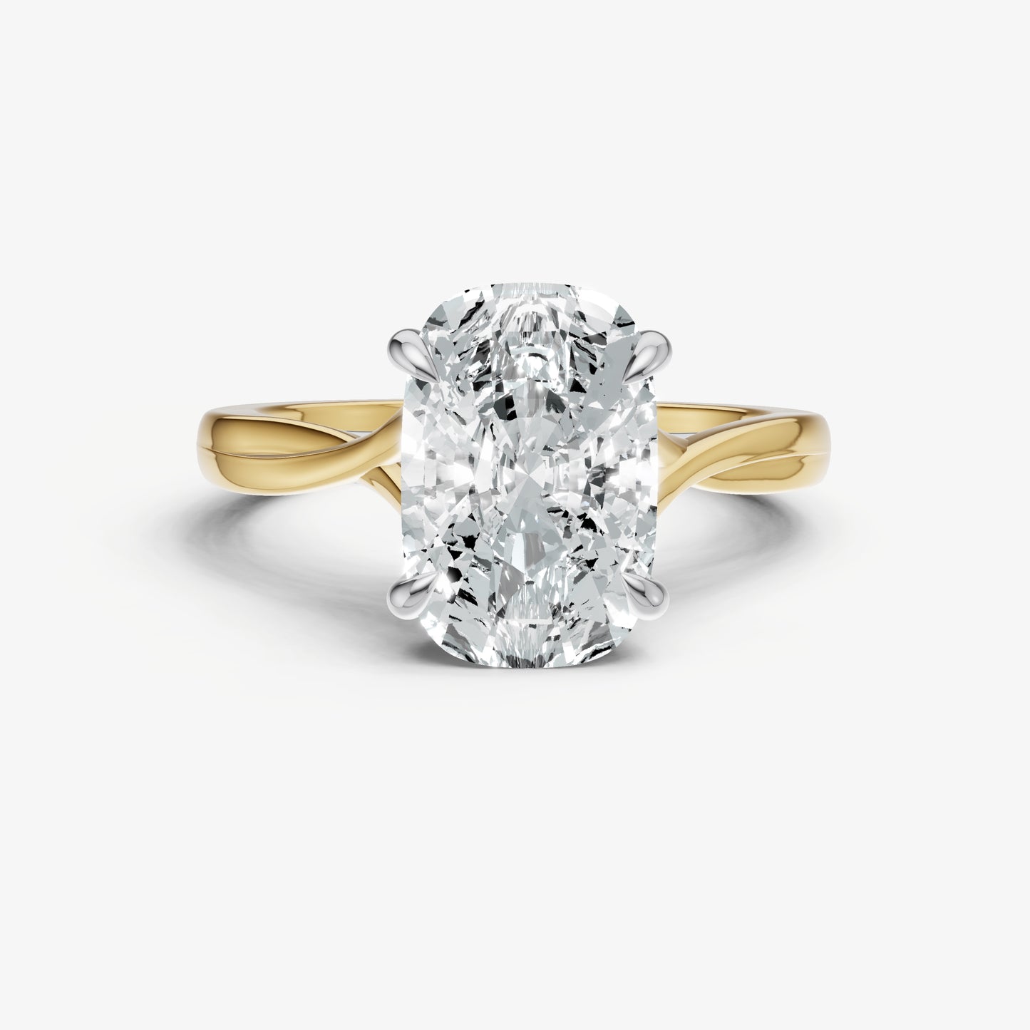 Elongated Cushion Twist Band Solitaire Engagement Ring