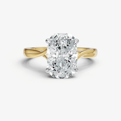 Elongated Cushion Twist Band Solitaire Engagement Ring