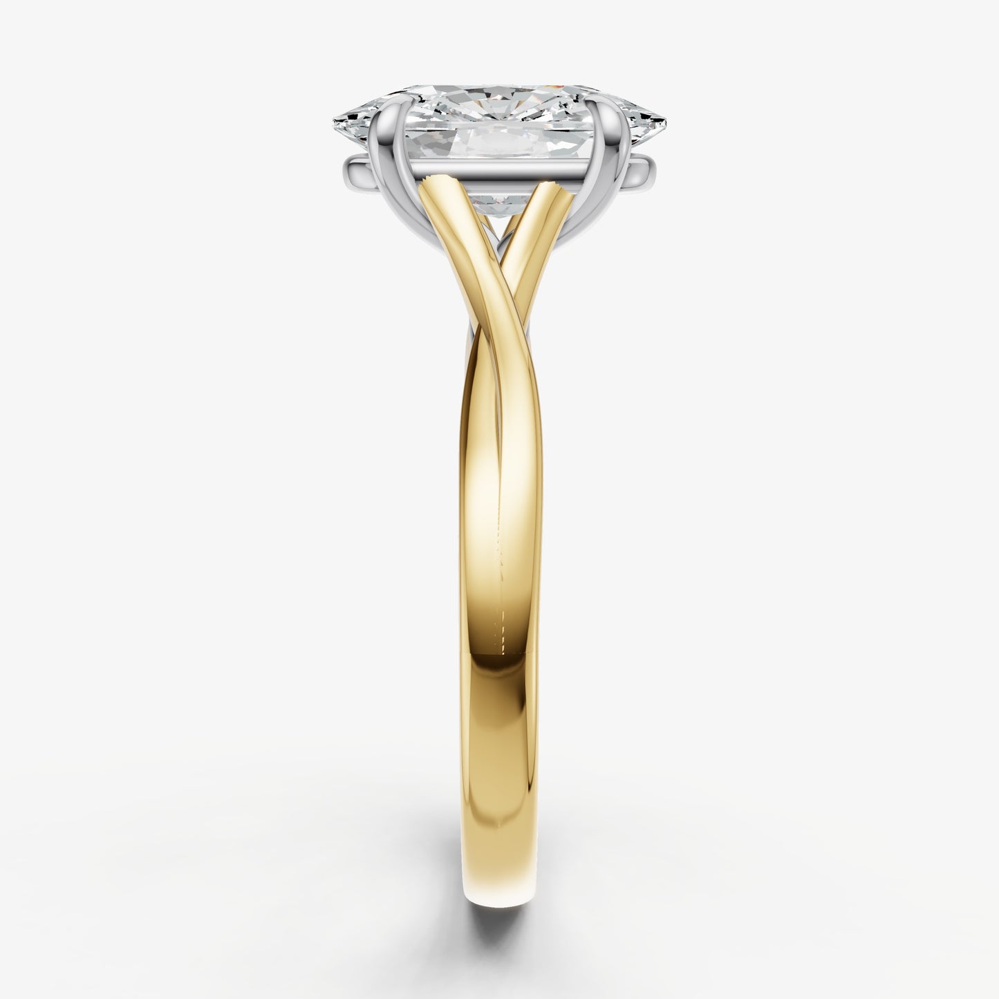 Elongated Cushion Twist Band Solitaire Engagement Ring