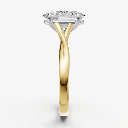 Elongated Cushion Twist Band Solitaire Engagement Ring