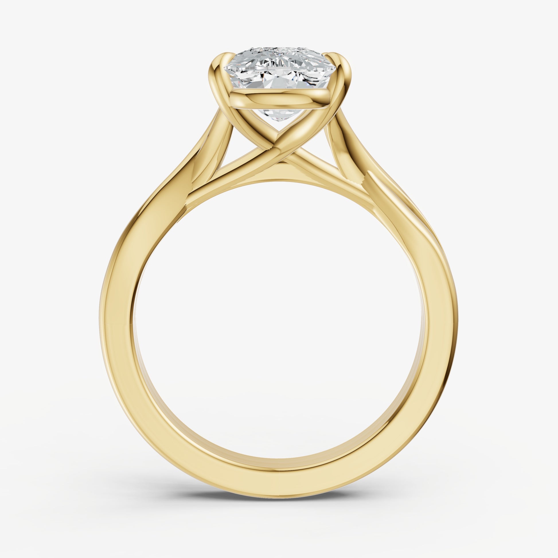 Elongated Cushion Twist Band Solitaire Engagement Ring
