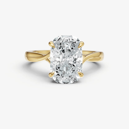 Elongated Cushion Twist Band Solitaire Engagement Ring
