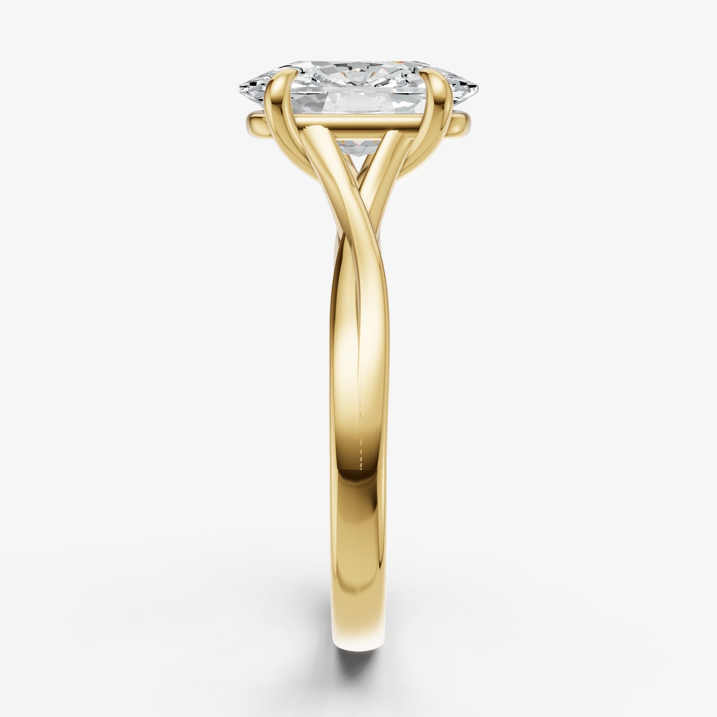 Elongated Cushion Twist Band Solitaire Engagement Ring