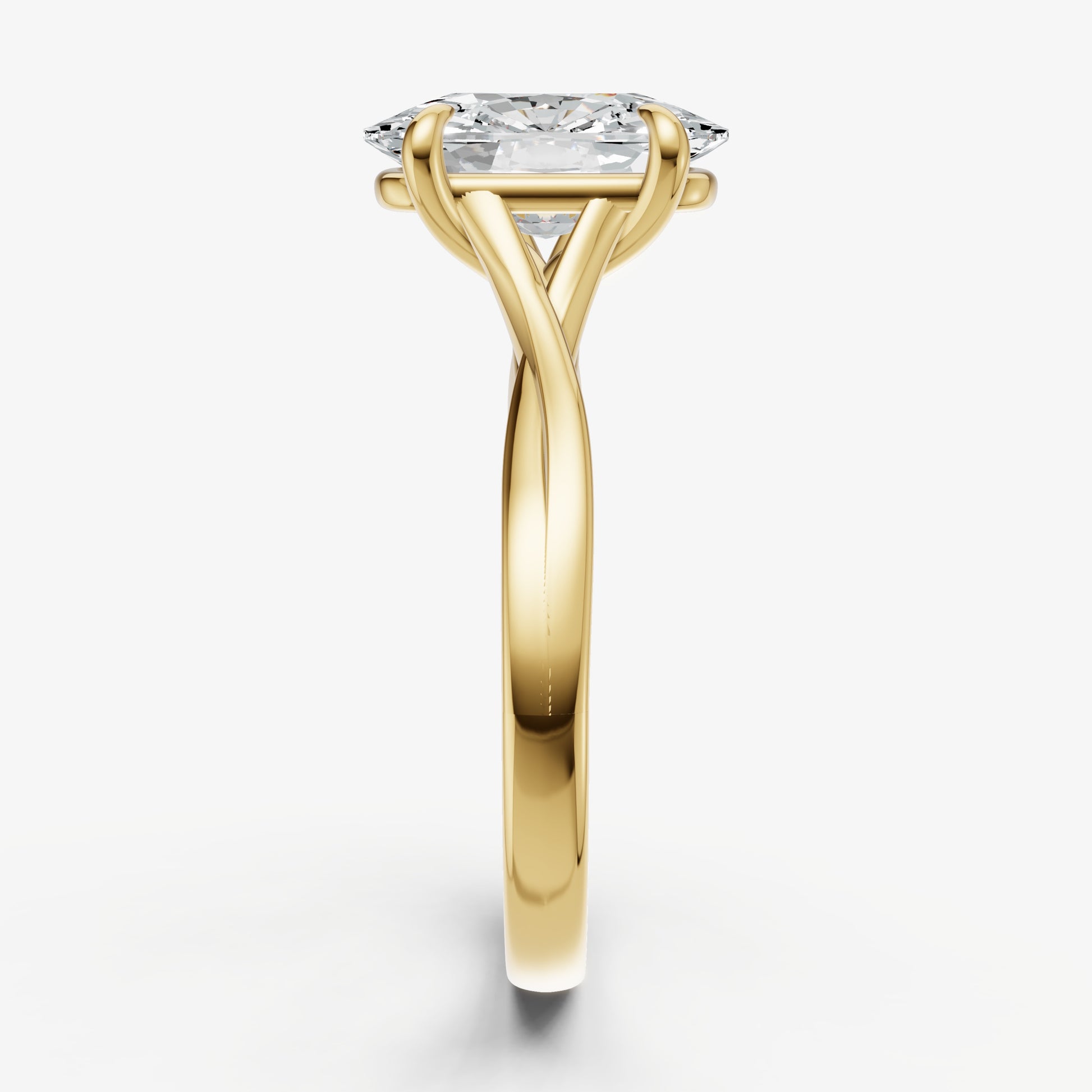 Elongated Cushion Twist Band Solitaire Engagement Ring