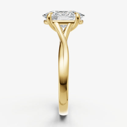 Elongated Cushion Twist Band Solitaire Engagement Ring