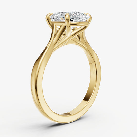 Elongated Cushion Twist Band Solitaire Engagement Ring