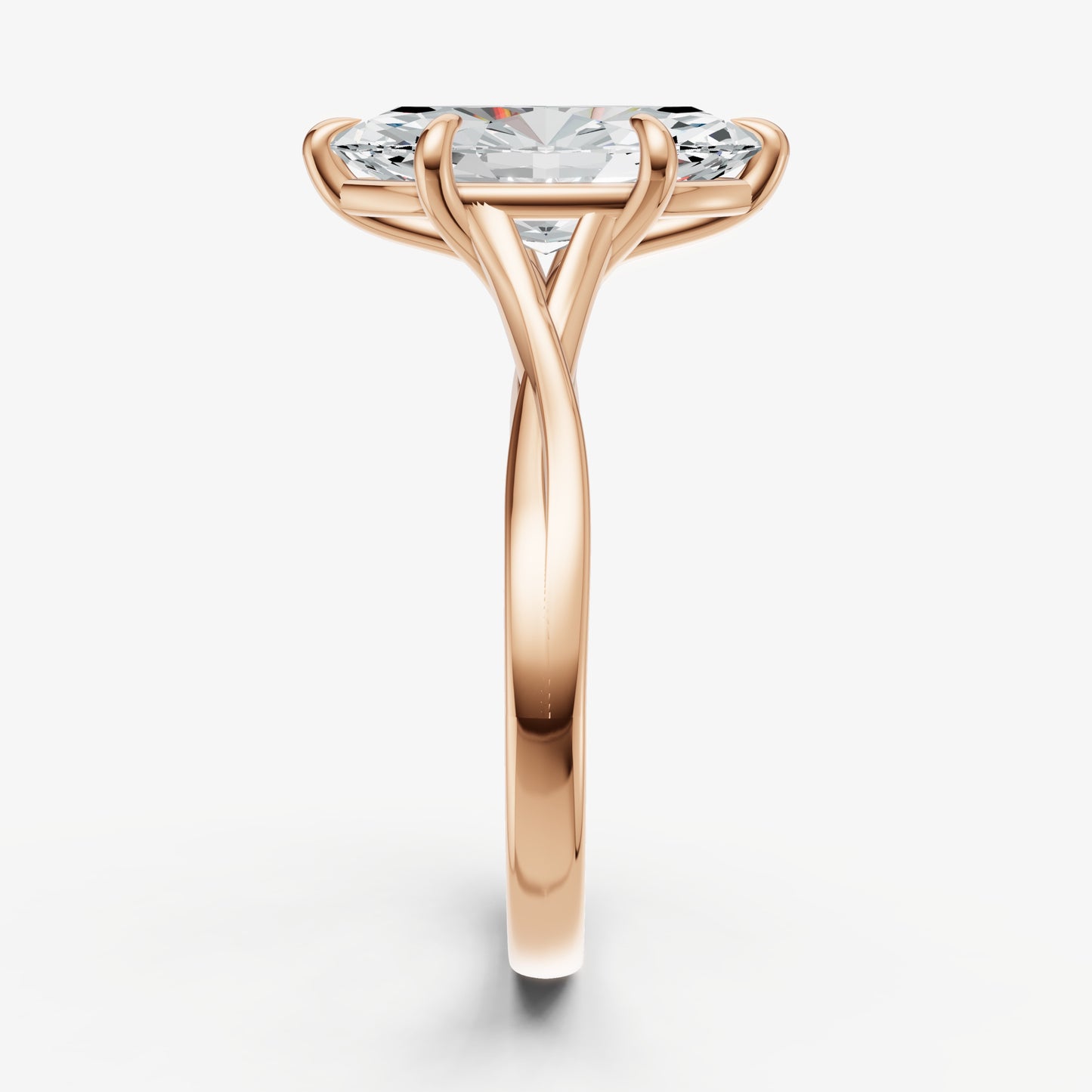 Marquise Twist Band Solitaire Engagement Ring