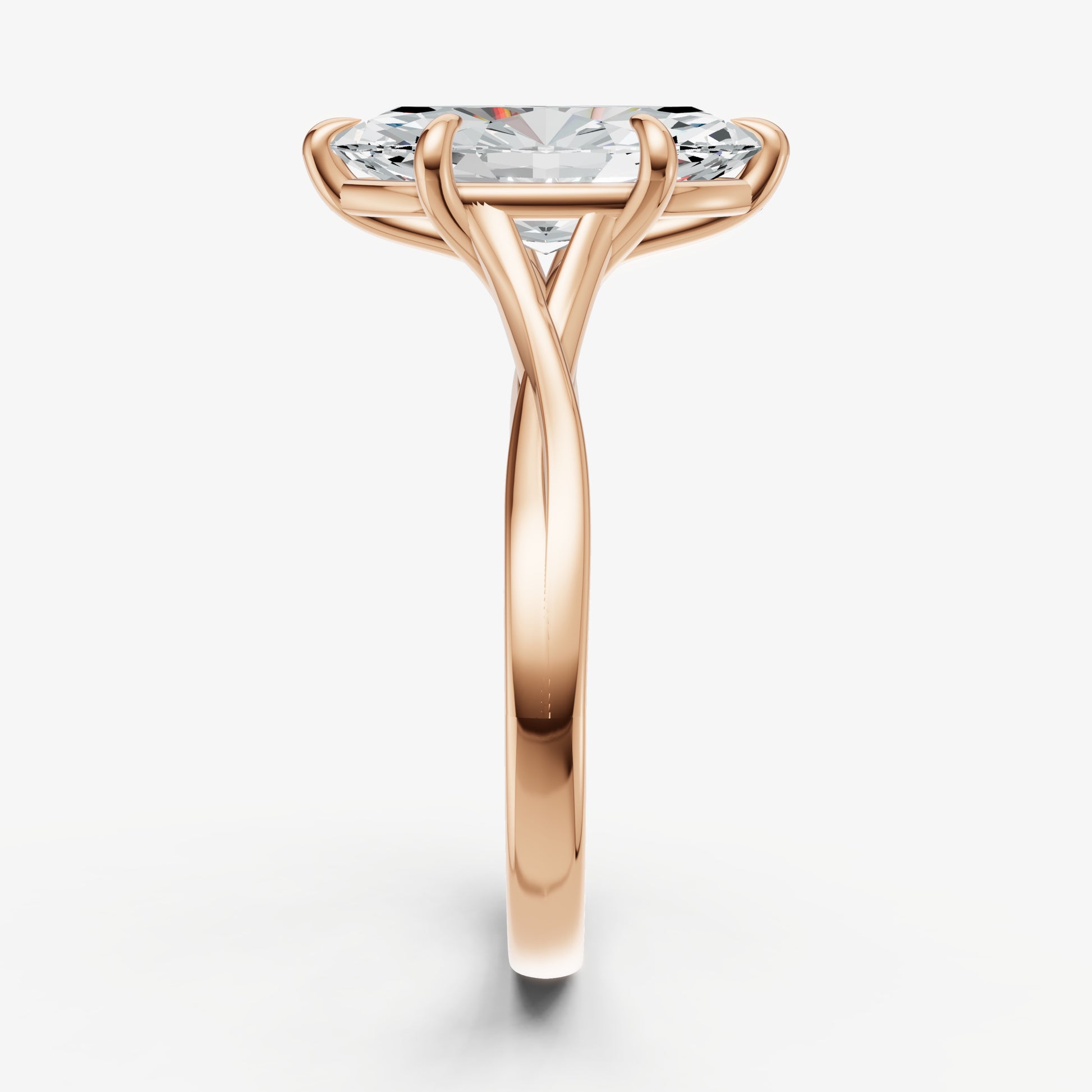 Marquise Twist Band Solitaire Engagement Ring