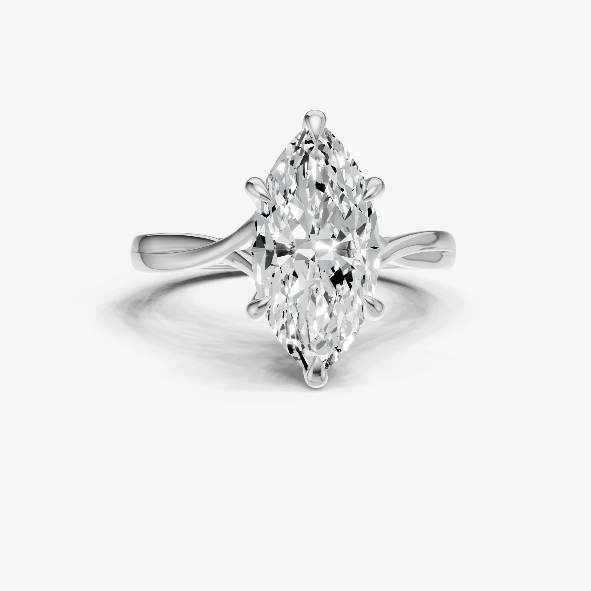 Marquise Twist Band Solitaire Engagement Ring