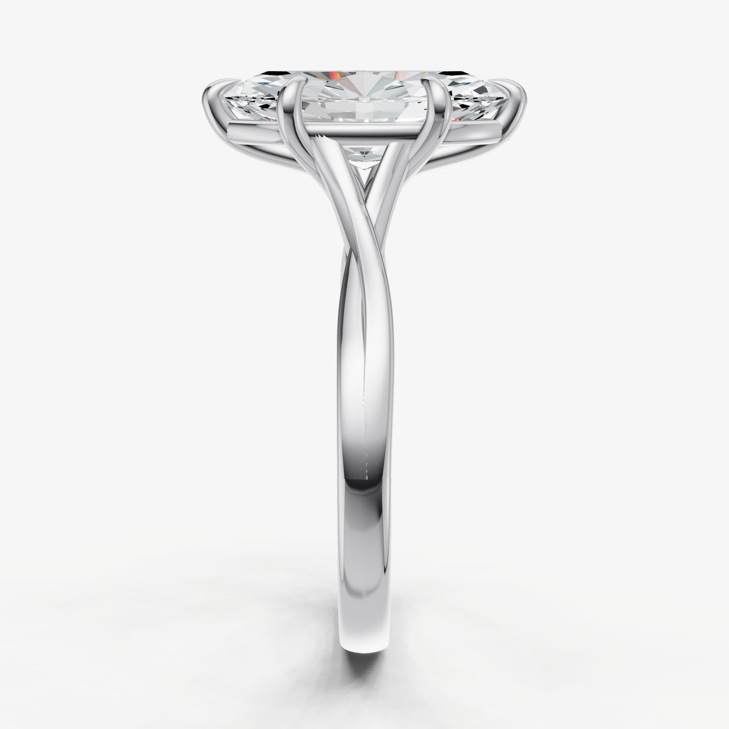 Marquise Twist Band Solitaire Engagement Ring