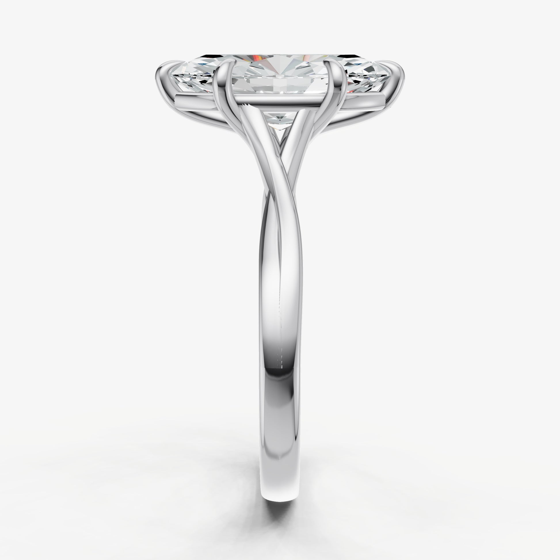 Marquise Twist Band Solitaire Engagement Ring