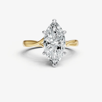 Marquise Twist Band Solitaire Engagement Ring