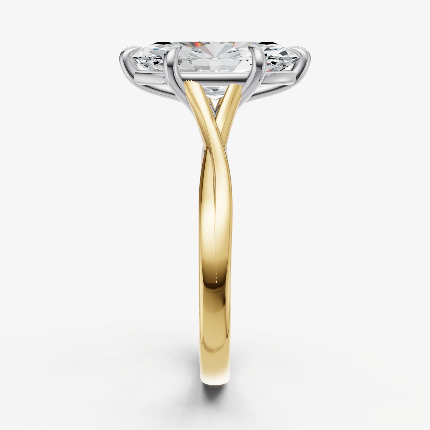 Marquise Twist Band Solitaire Engagement Ring