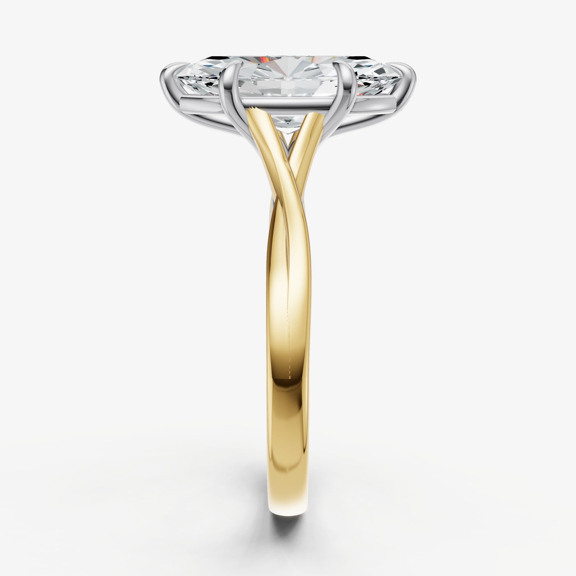 Marquise Twist Band Solitaire Engagement Ring