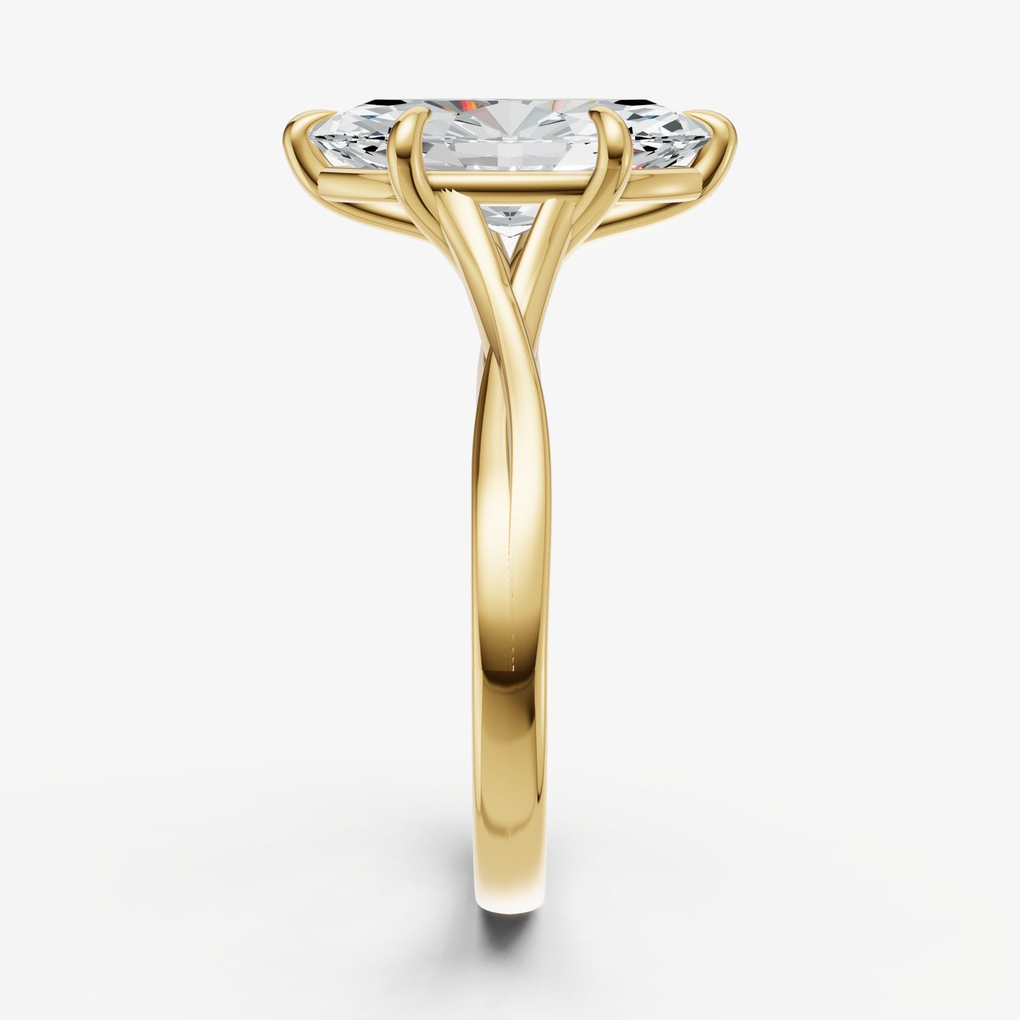 Marquise Twist Band Solitaire Engagement Ring