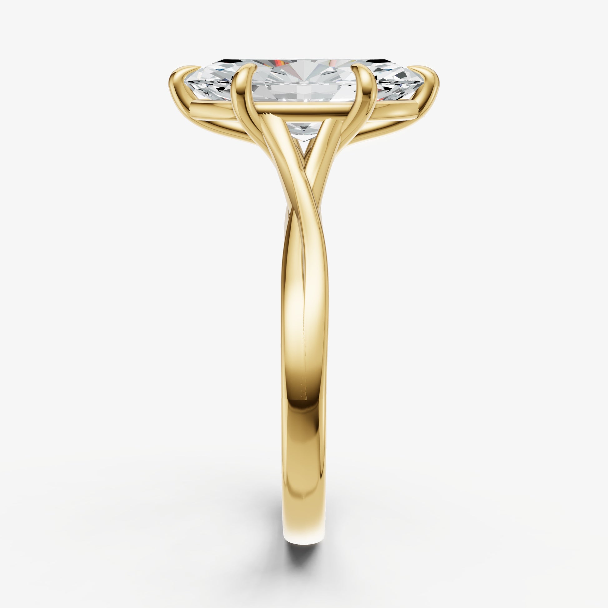 Marquise Twist Band Solitaire Engagement Ring