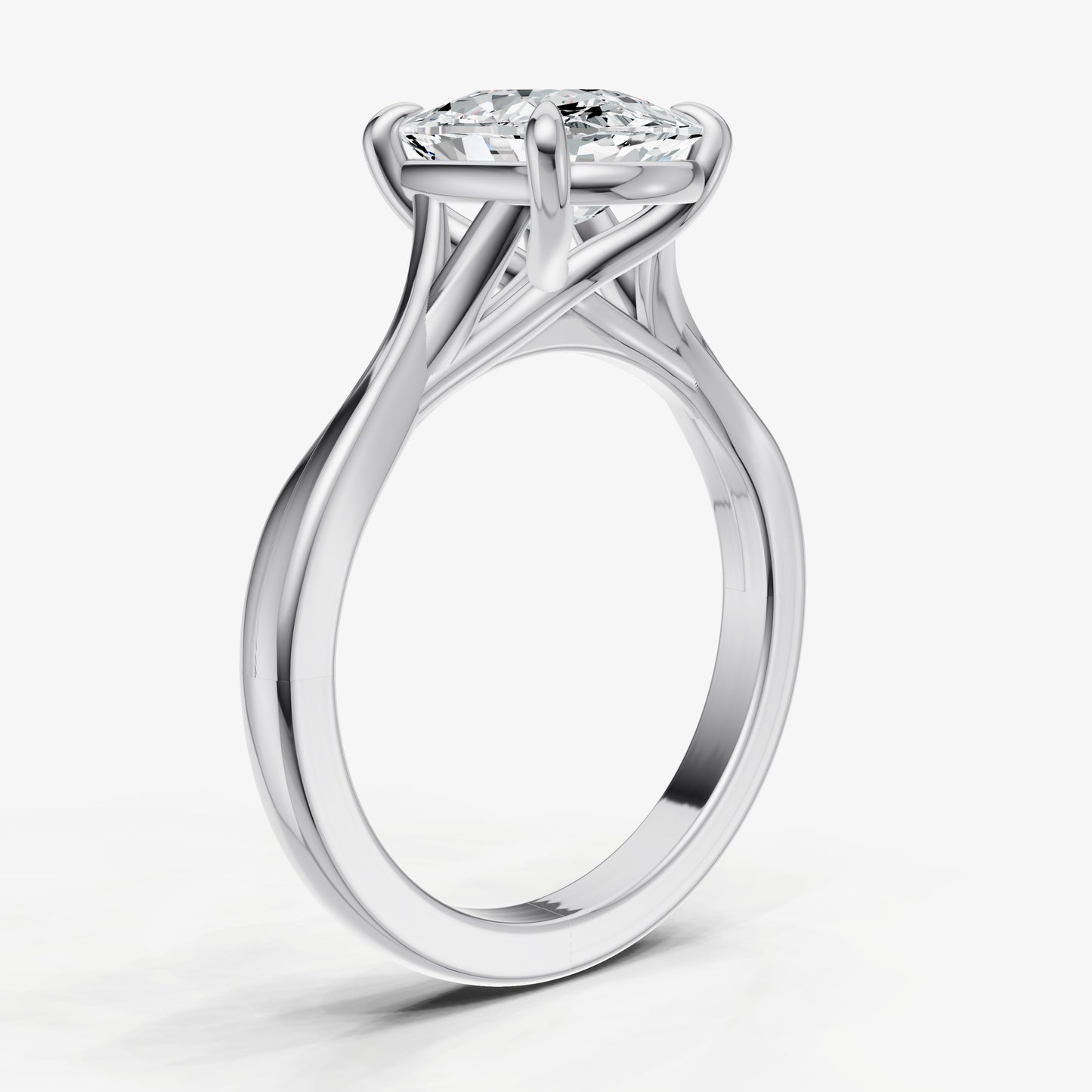 Old Miner Twist Band Solitaire Engagement Ring