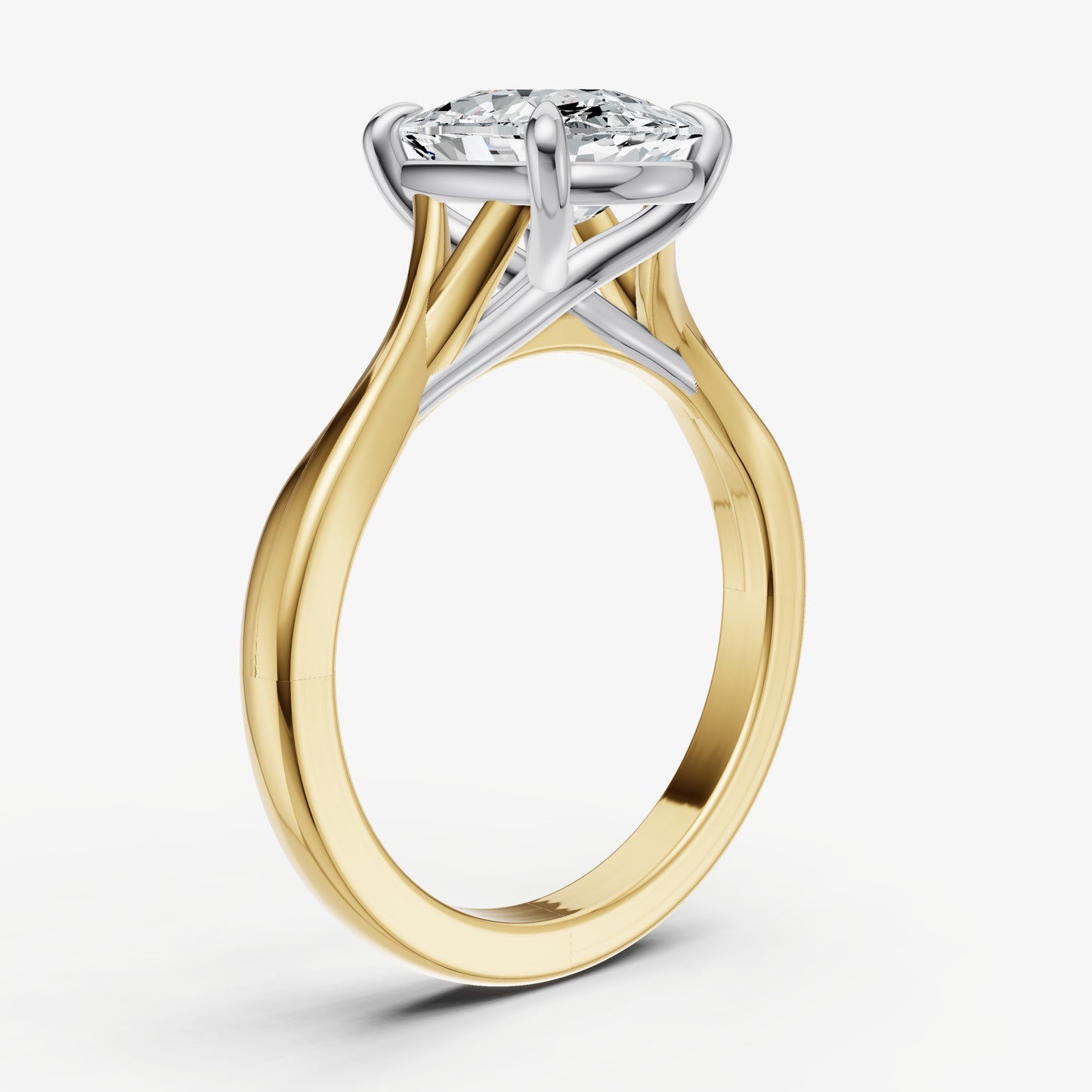 Old Miner Twist Band Solitaire Engagement Ring