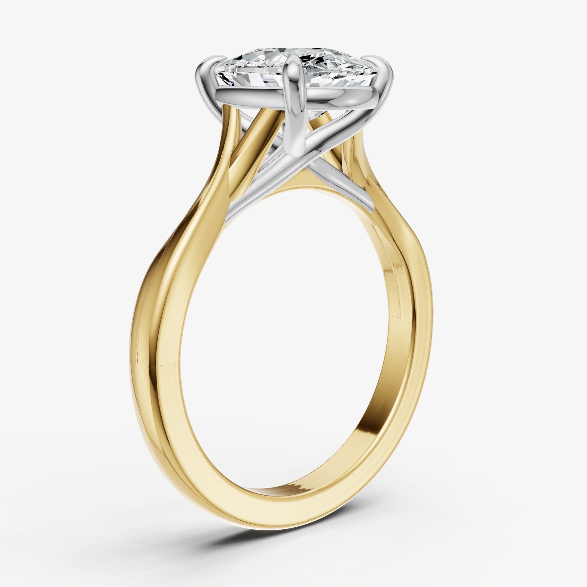 Old Miner Twist Band Solitaire Engagement Ring