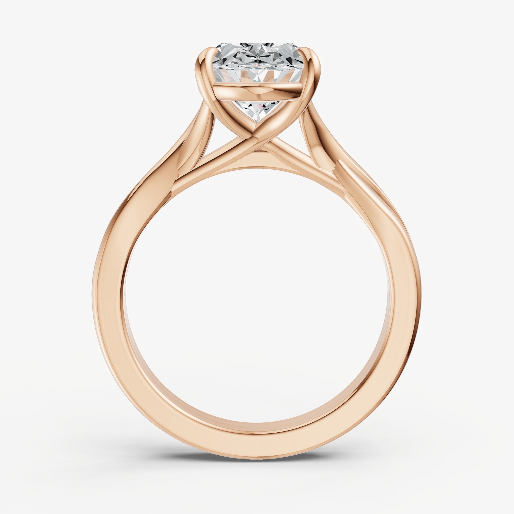 Oval Twist Band Solitaire Engagement Ring