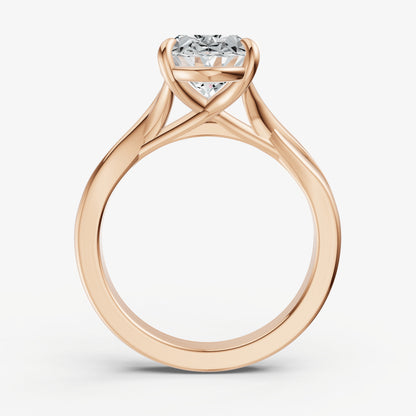 Oval Twist Band Solitaire Engagement Ring